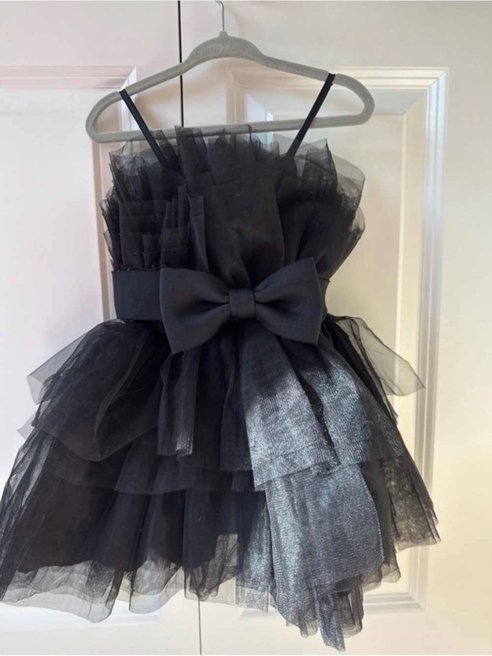 Petit Hailey Black Tulle Bow-Accent Girls' Party Dress